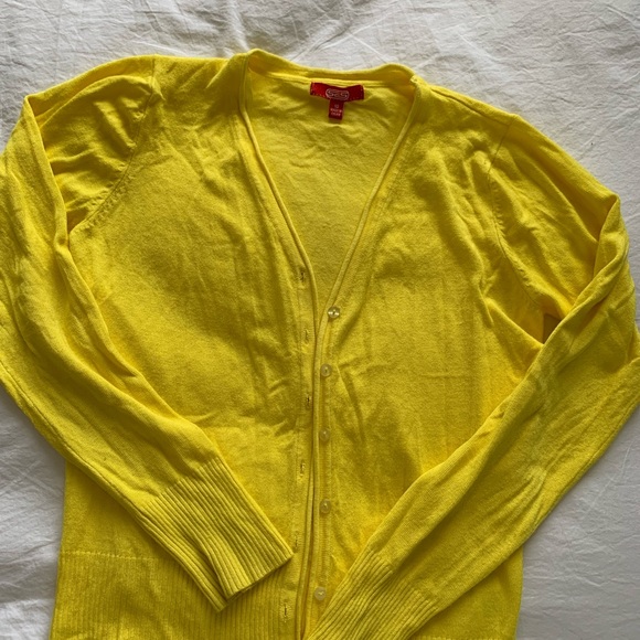 Bright yellow button up cardigan - Picture 3 of 4